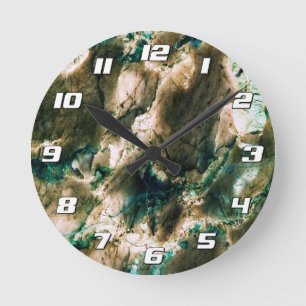 Reloj Redondo Mediano Coloridas y elegantes números de mármol Tan Brown