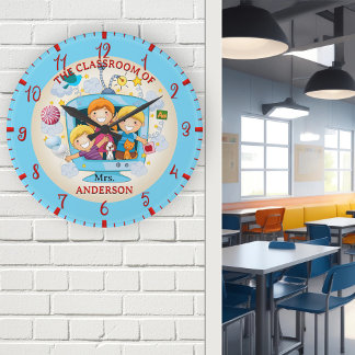 Reloj Redondo Mediano Colorido profesor de aula