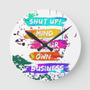Reloj Redondo Mediano Colorido silencio por su propio Poster de negocios