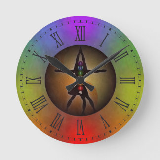 Reloj Redondo Mediano Colorido Yoga Chakras Yin Yang Pequeña Ronda