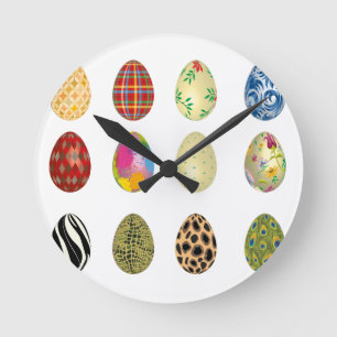 Reloj Redondo Mediano coloridos huevos de Pascua
