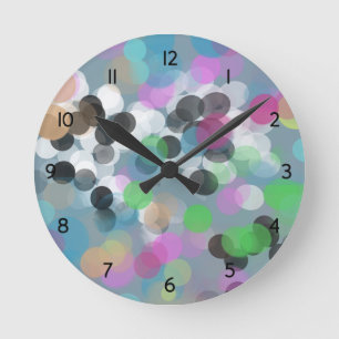 Reloj Redondo Mediano Coloridos puntos de Confetti Bokeh