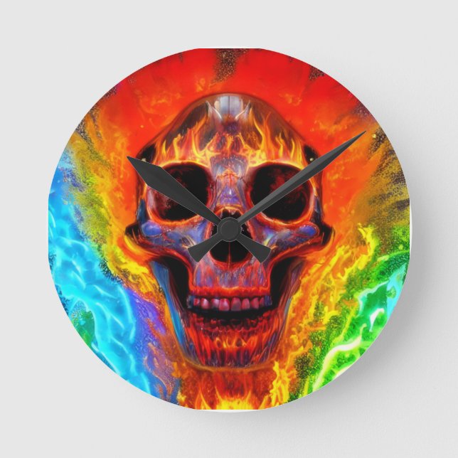 Reloj Redondo Mediano Colour Skull (Anverso)