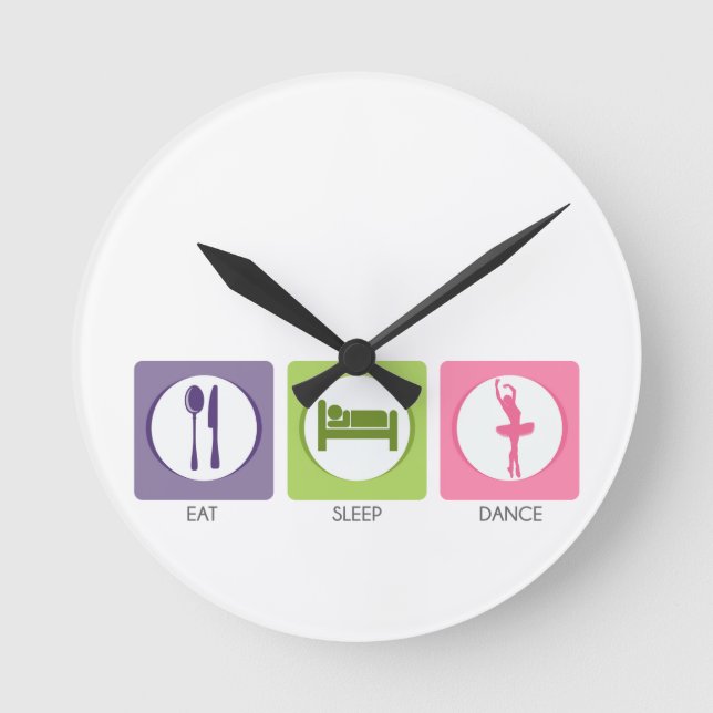 Reloj Redondo Mediano ¡Come Duerme ¡Baila! (Anverso)