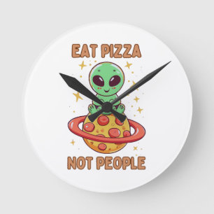 Reloj Redondo Mediano Come pizza no personas