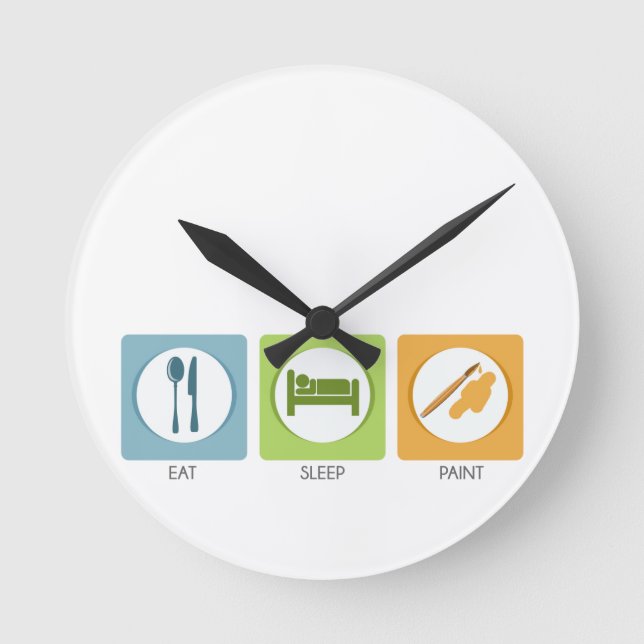 Reloj Redondo Mediano Comer Dormir Pintar (Anverso)