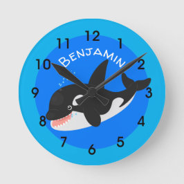 Reloj Redondo Mediano Cómico asesino ballena orca personalizado lindo il