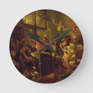 Reloj Redondo Mediano Comida de la familia (aceite en lona)