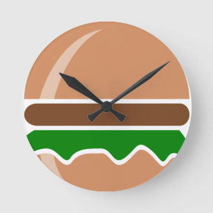 Reloj Redondo Mediano Comida rápida hamburguesa un sándwich