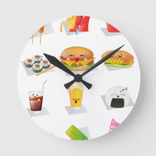 Reloj Redondo Mediano comida rápida kawaii
