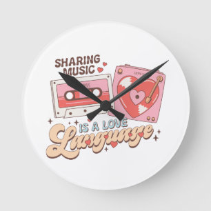 Reloj Redondo Mediano Compartir música de San Valentín es un lenguaje de