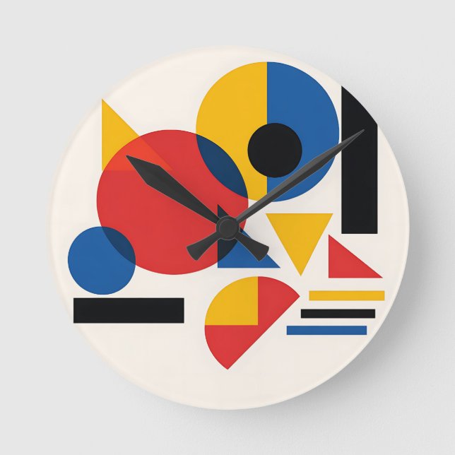 Reloj Redondo Mediano Composición abstracta geométrica Bauhaus (Anverso)