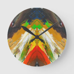 Reloj Redondo Mediano Composición aleatoria de pinceladas abstractas de