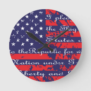Reloj Redondo Mediano Compromiso de Allegience USA Flag