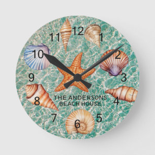 Reloj Redondo Mediano Conchas costeras modernas atesoran al Personalizad