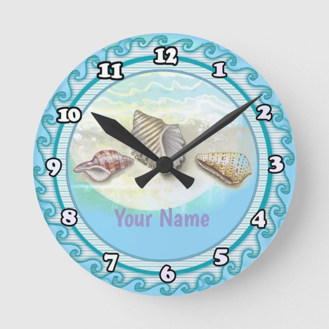 Reloj Redondo Mediano Conchas marinas (Anverso)