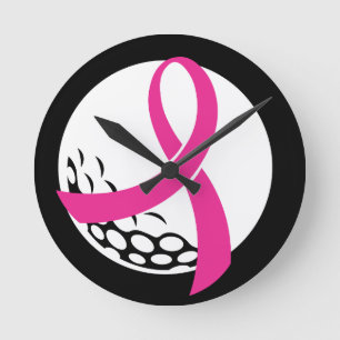 Reloj Redondo Mediano Concienciación sobre el cáncer de mama en cinta ro
