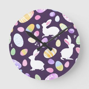 Reloj Redondo Mediano conejito con huevos de Pascua
