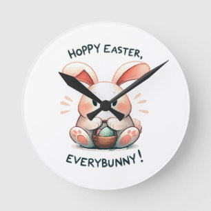 Reloj Redondo Mediano Conejito de Pascua Feliz Pascua, a todos!