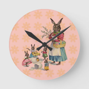 Reloj Redondo Mediano Conejito de Pascua Pollo Huevos de Conejito