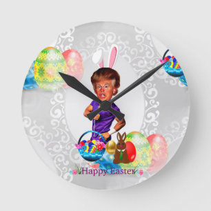 Reloj Redondo Mediano conejo de pascua donald trump
