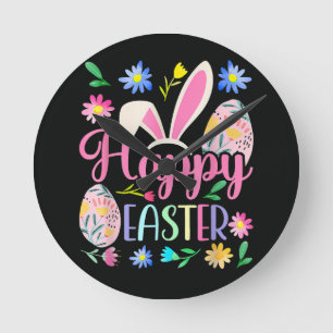 Reloj Redondo Mediano Conejo de Pascua Feliz Cara de Conejo Divertido