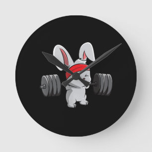 Reloj Redondo Mediano Conejo Gimnasio Bunny Ness Halterofilia Gracioso A