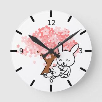 Reloj Redondo Mediano Conejos Cubiertos -