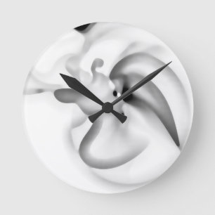 Reloj Redondo Mediano Congelado: Gris abstracto, blanco y negro