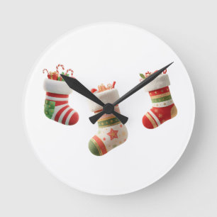 Reloj Redondo Mediano Conjunto de calcetines de Navidad – Diseños divert