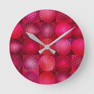 Reloj Redondo Mediano Conjunto de mosaico circular en rojo