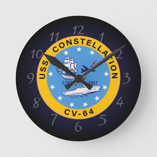 Reloj Redondo Mediano Constelación de USS CV-64 Compañía aérea Insignia (Anverso)