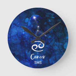 Reloj Redondo Mediano Constelación zodiacal de Cáncer Monograma de galax