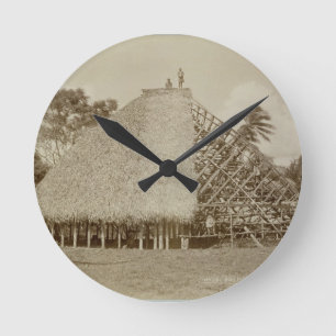 Reloj Redondo Mediano Construcción de viviendas en Samoa, c.1875 (foto