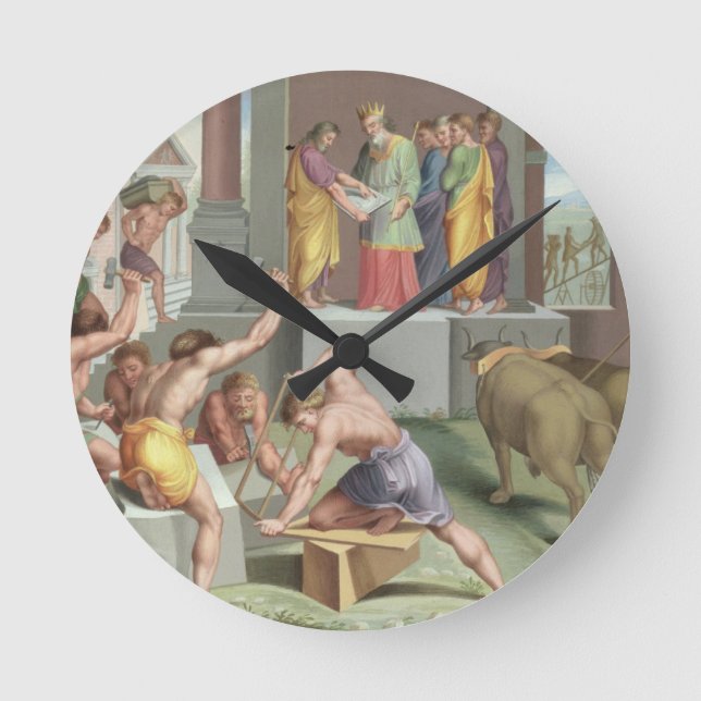 Reloj Redondo Mediano Construcción del templo de Solomon, ilustracion de (Anverso)