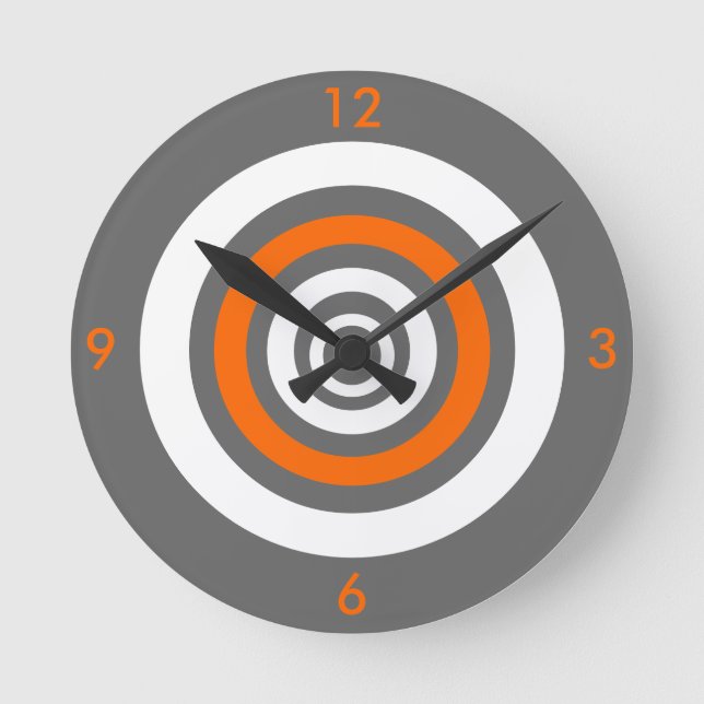 Reloj Redondo Mediano Cóntrico - naranja (Anverso)