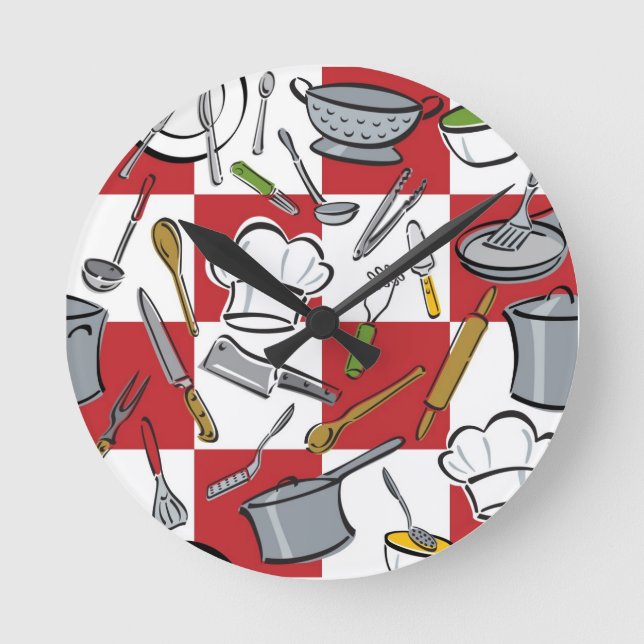 Reloj Redondo Mediano Control de las herramientas de la cocina (Anverso)