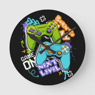 Reloj Redondo Mediano Controladores de juego Graffiti Juegos Nacidos Pa