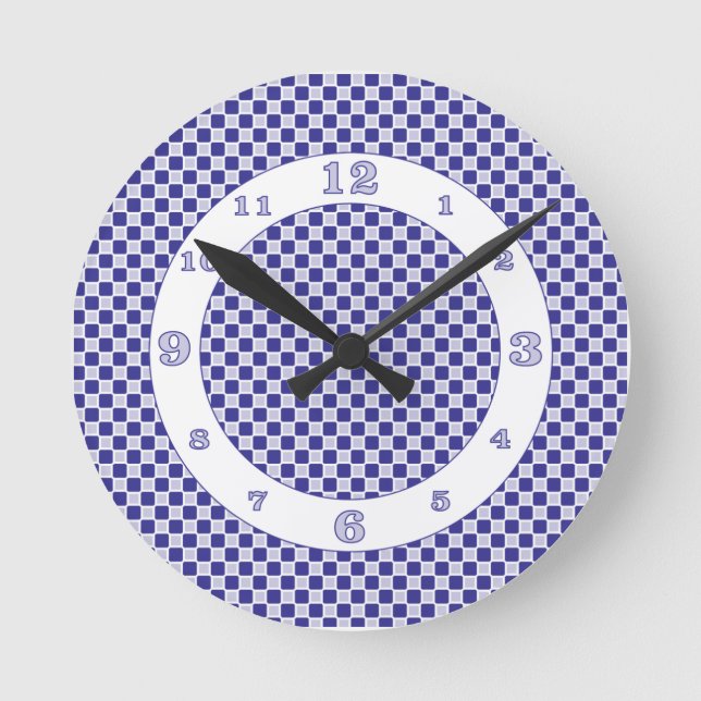 Reloj Redondo Mediano Controles monocromáticos índigo azul (Anverso)