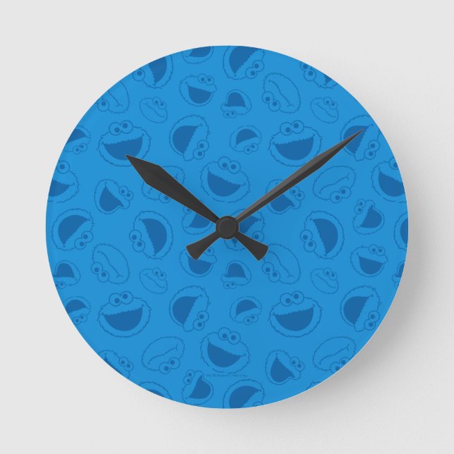 Reloj Redondo Mediano Cookie Monster | Me asombroso patrón azul (Anverso)