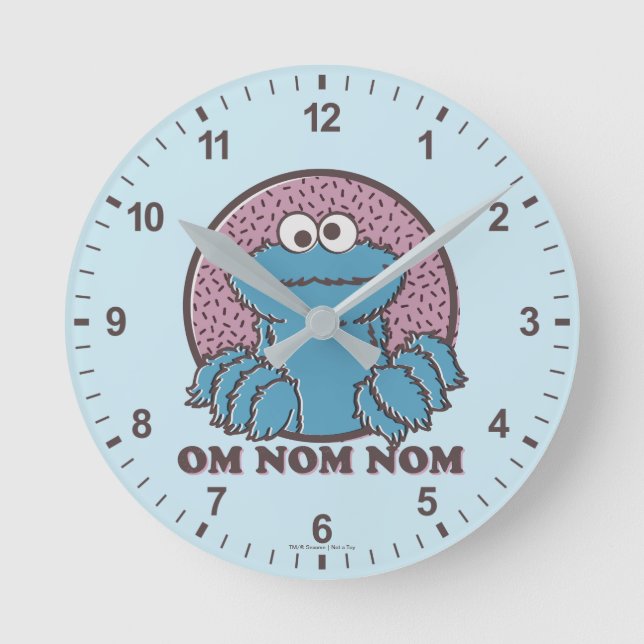 Reloj Redondo Mediano Cookie Monster | Om Nom Nom (Anverso)