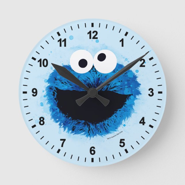 Reloj Redondo Mediano Cookie Monster | Tendencia acuarela (Anverso)