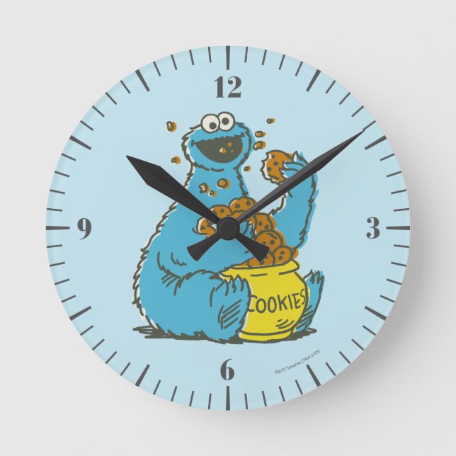 Reloj Redondo Mediano Cookie Monster Vintage (Anverso)