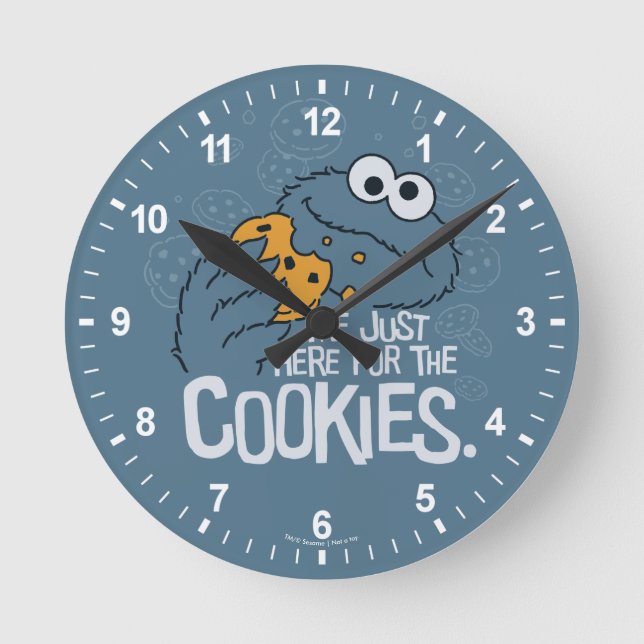 Reloj Redondo Mediano Cookie Monster | Yo solo aquí para las galletas (Anverso)