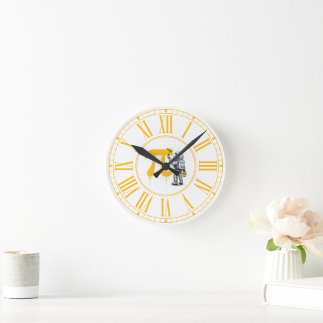 Reloj Redondo Mediano Cool Astronaut Painting Pi Symbol Pi Day  (Hogar)