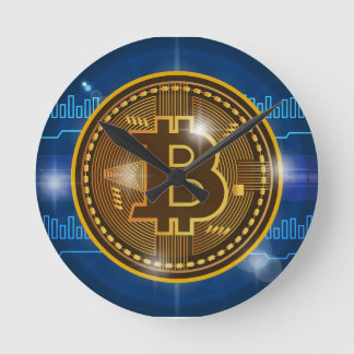 Reloj Redondo Mediano Cool Bitcoin logo and graph Design