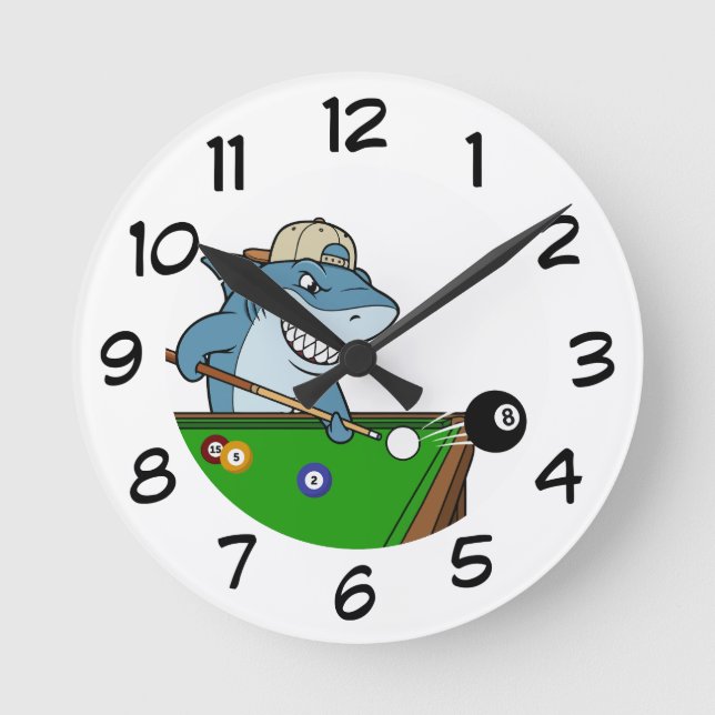 Reloj Redondo Mediano Cool Funny Man Cave Pool Shark Rebel Wall Clocks (Anverso)