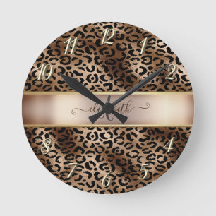Reloj Redondo Mediano Cool Leopard Pattern Black Bronze Monogram