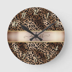Reloj Redondo Mediano Cool Leopard Pattern Black Bronze Monogram   