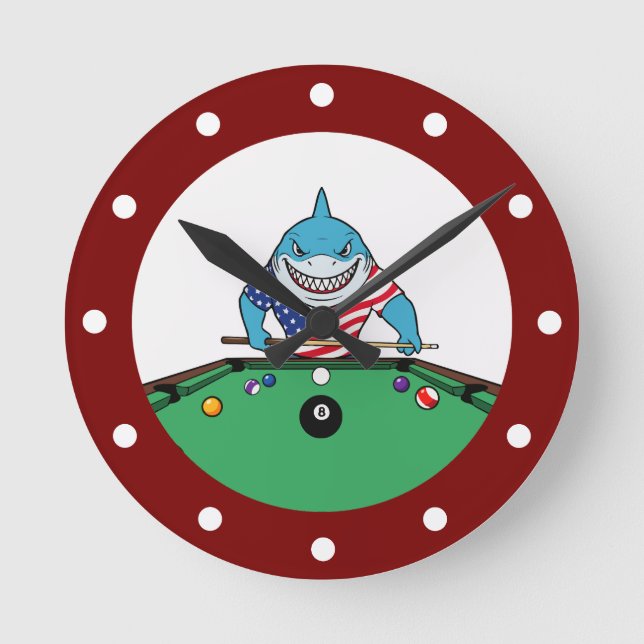 Reloj Redondo Mediano Cool Man Cave Pool Shark Wall Clocks (Anverso)